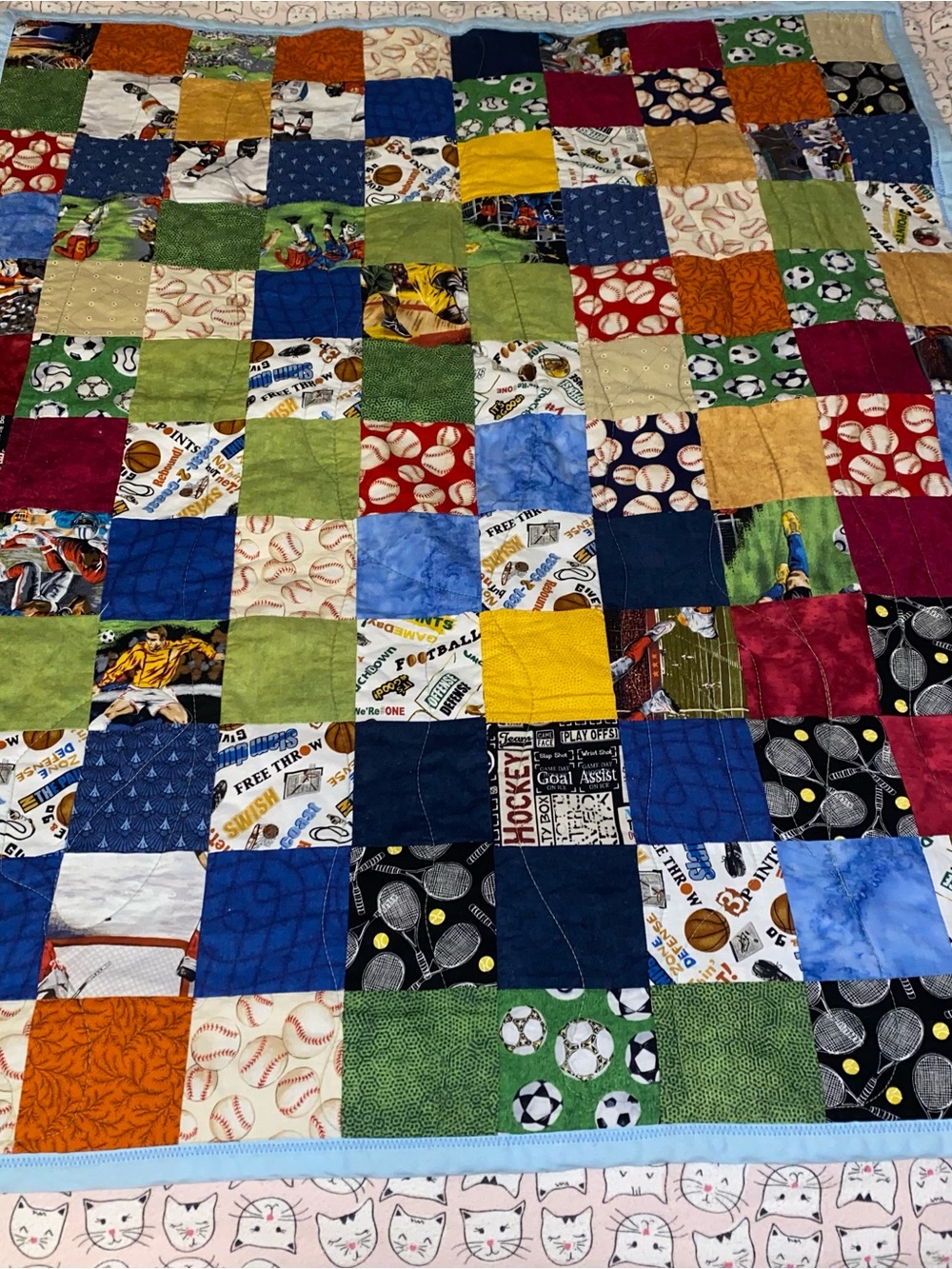 2 cotton quilted patchwork boys blankets like new never used was washed